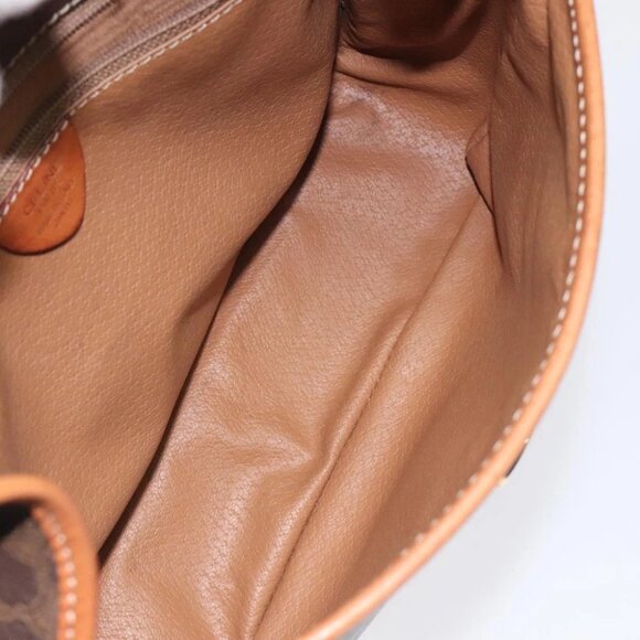 CELINE Macadam Canvas Circle Shoulder Bag PVC Leather Brown Gold Auth 123293 - Picture 11 of 15